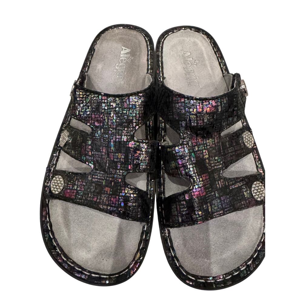 Alegria Women’s Sandals Size 10 / 40 Black Multi Adjustable Comfort Slides